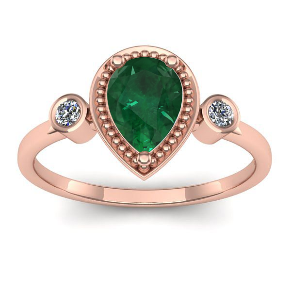 Inel logodna cu smarald lacrima