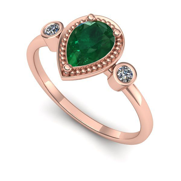 Inel din aur roz cu smarald