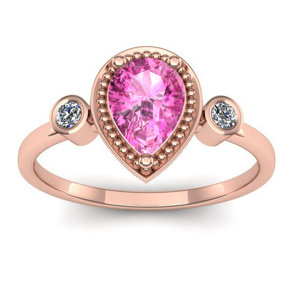 Inel de logodna cu safir roz lacrima