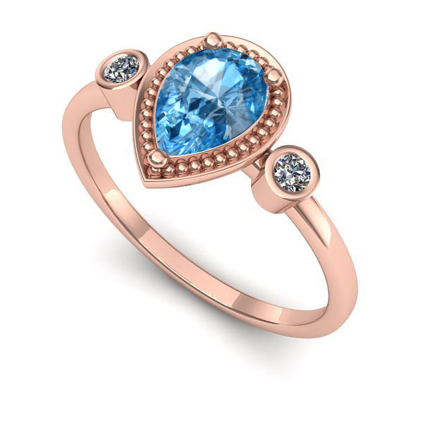 Inel de logodna din aur roz cu topaz blue