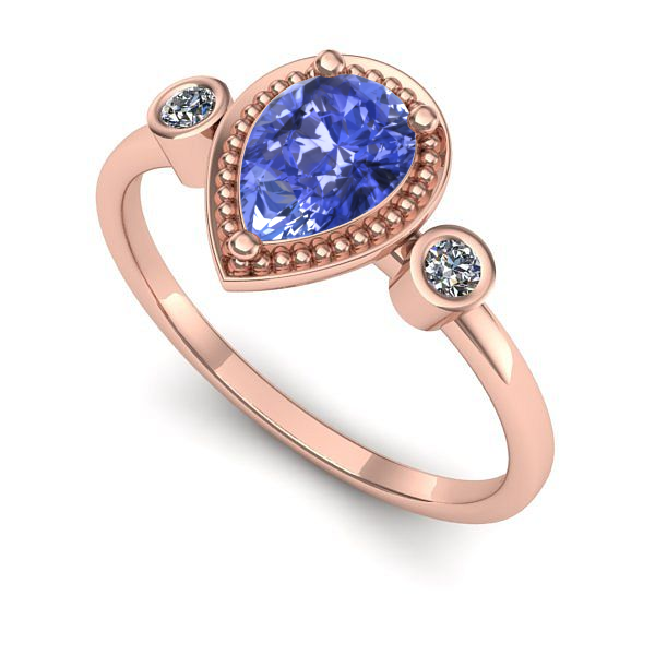 Inel de logodna din aur roz cu tanzanit