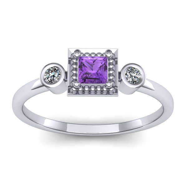 Inel logodna cu ametist patrat
