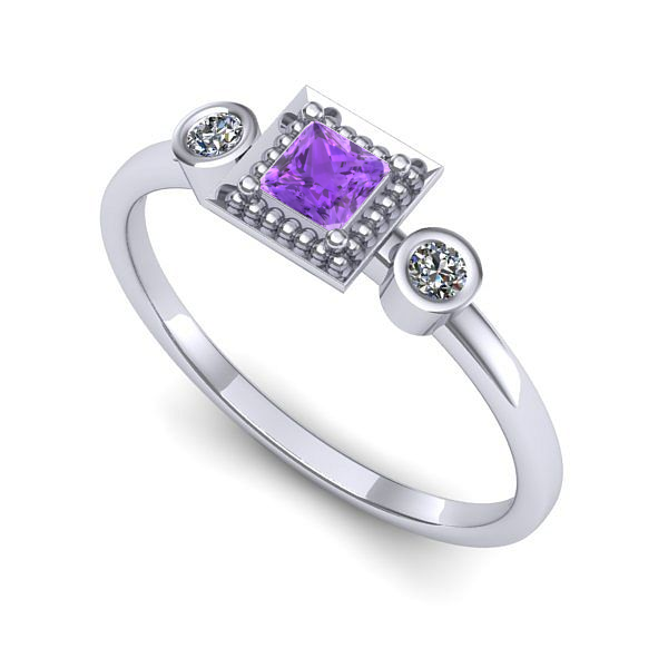 Inel de logodna din aur alb cu ametist
