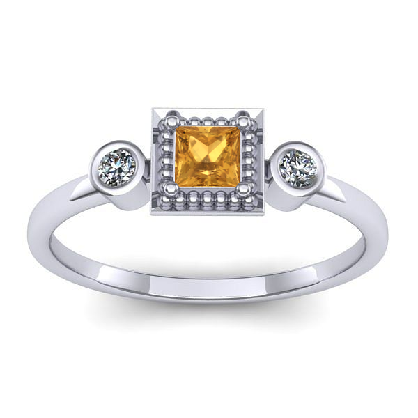 Inel logodna cu citrin patrat