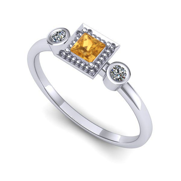 Inel din aur alb cu citrin