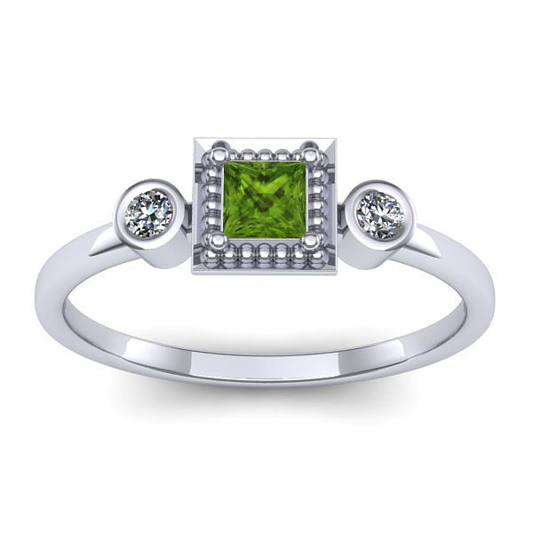 Inel cu peridot patrat