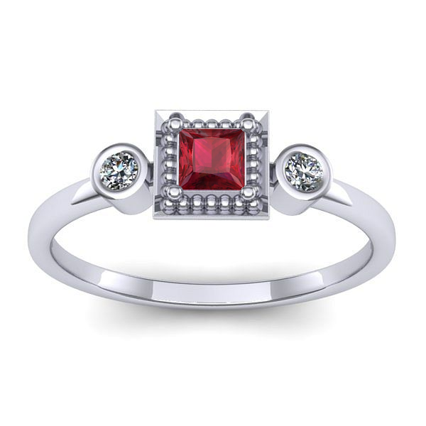 Inel logodna cu rubin patrat