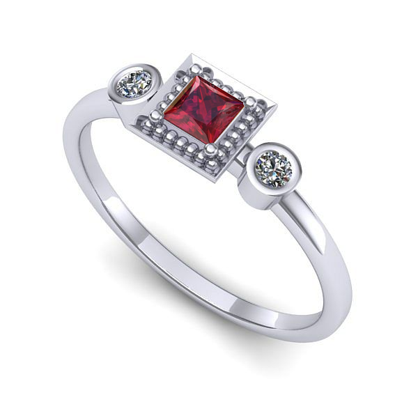 Inel logodna din aur alb cu rubin