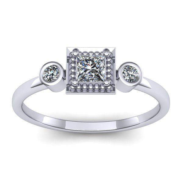 Inel logodna cu safir alb patrat