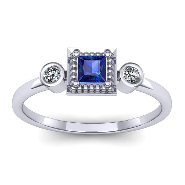 Inel logodna cu safir patrat