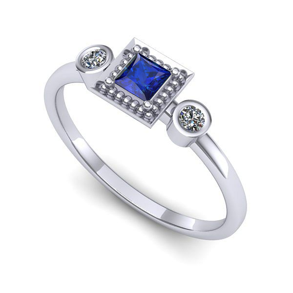 Inel din aur alb cu safir