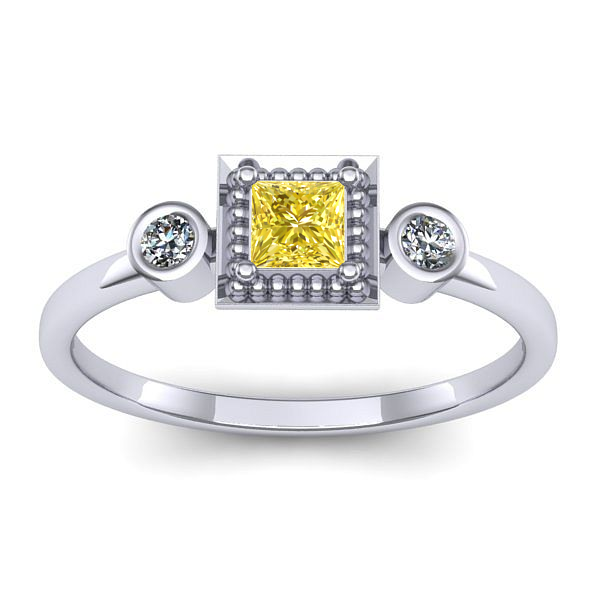 Inel cu safir galben patrat