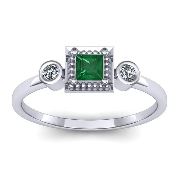 Inel logodna cu smarald patrat