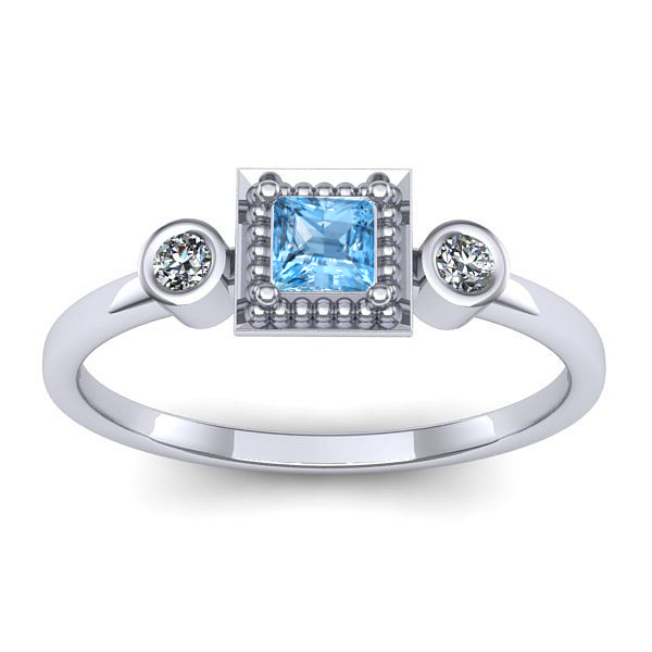 Inel logodna cu topaz blue patrat