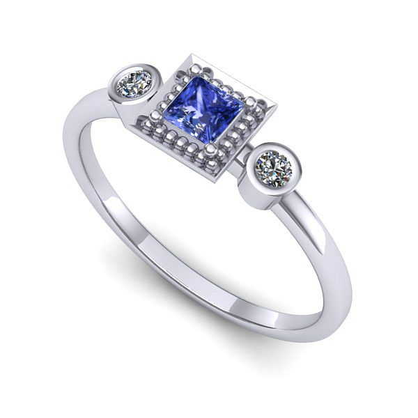 Inel logodna din aur alb cu tanzanit