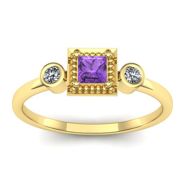 Inel de logodna cu ametist patrat