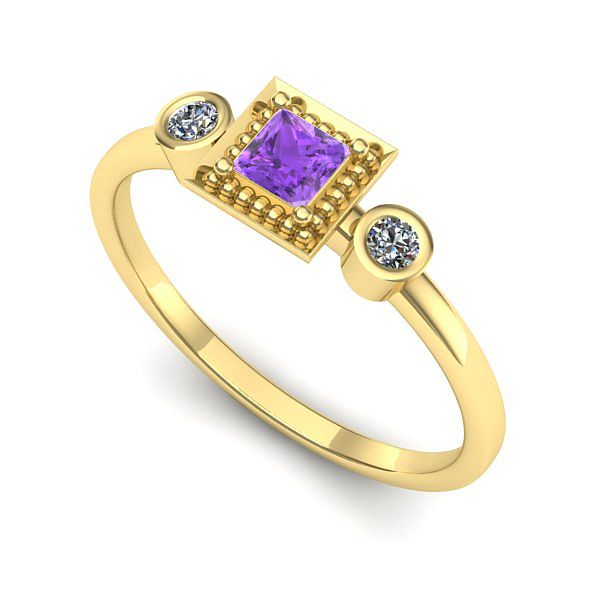 Inel de logodna din aur galben cu ametist