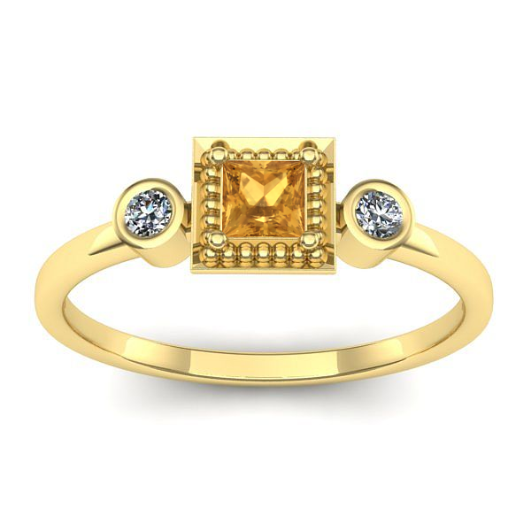 Inel logodna cu citrin patrat
