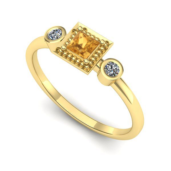Inel din aur galben cu citrin