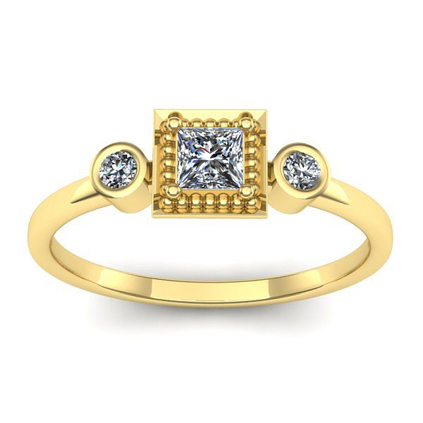 Inel cu diamant patrat