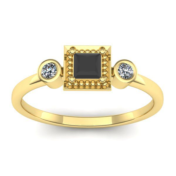 Inel de logodna cu diamant negru patrat