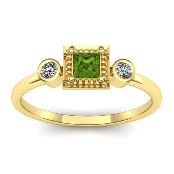 Inel cu peridot patrat