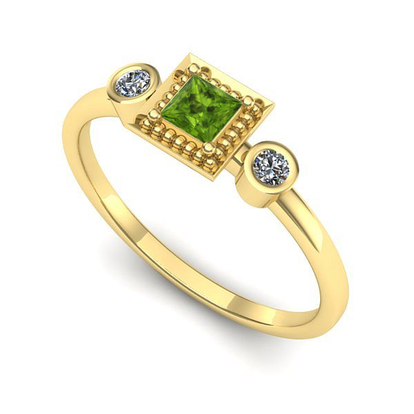 Inel din aur galben cu peridot