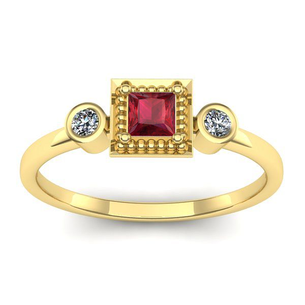 Inel logodna cu rubin patrat