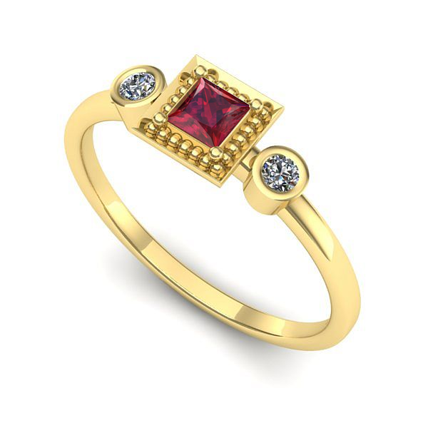 Inel din aur galben cu rubin