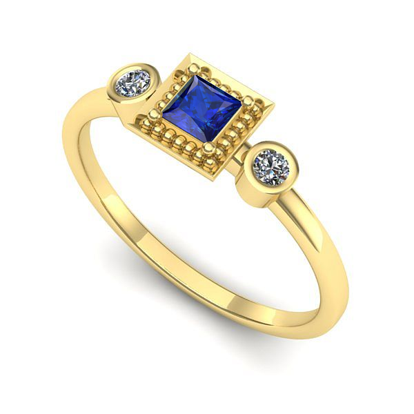 Inel din aur galben cu safir