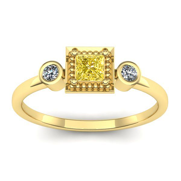 Inel cu safir galben patrat