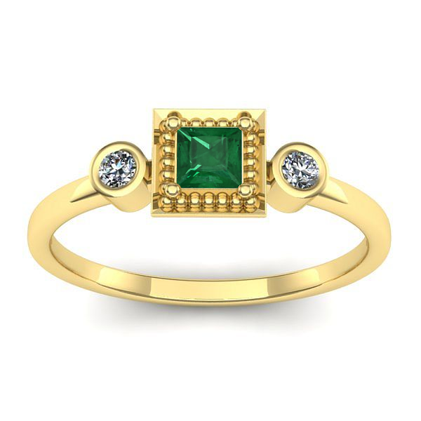 Inel cu smarald patrat