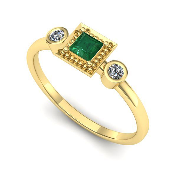 Inel din aur galben cu smarald