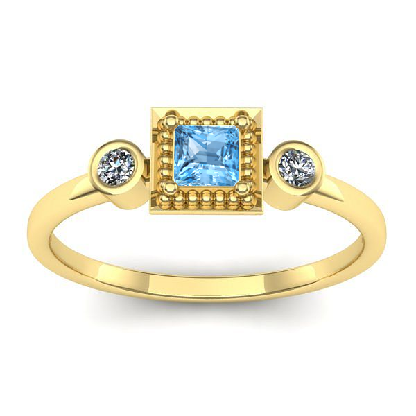 Inel cu topaz blue patrat