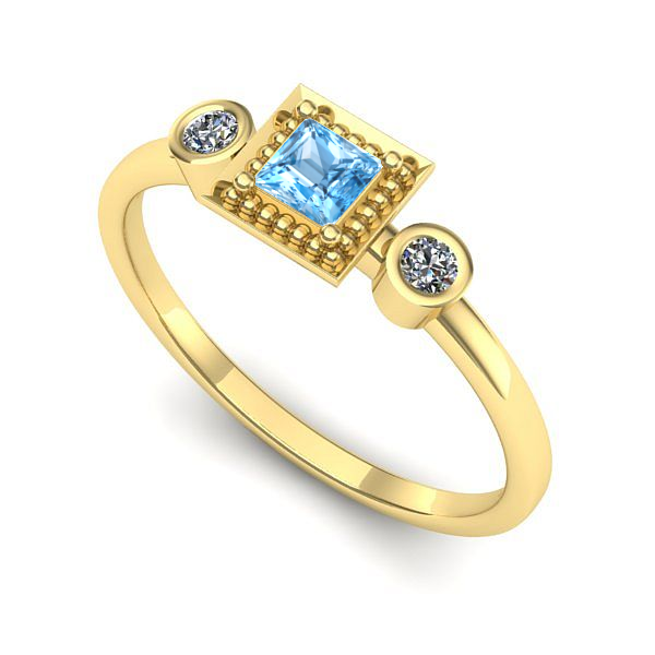 Inel de logodna din aur galben cu topaz blue