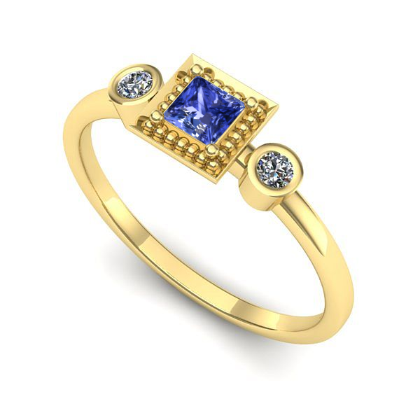 Inel din aur galben cu tanzanit