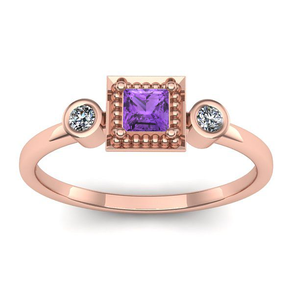 Inel de logodna cu ametist patrat