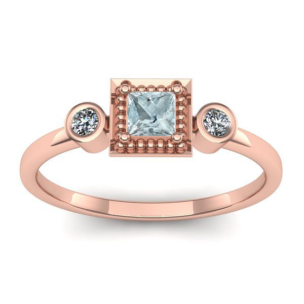 Inel logodna cu aquamarin patrat