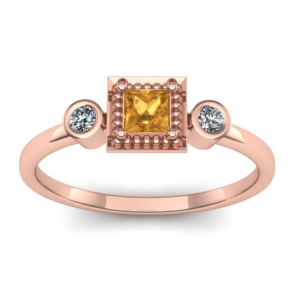 Inel logodna cu citrin patrat