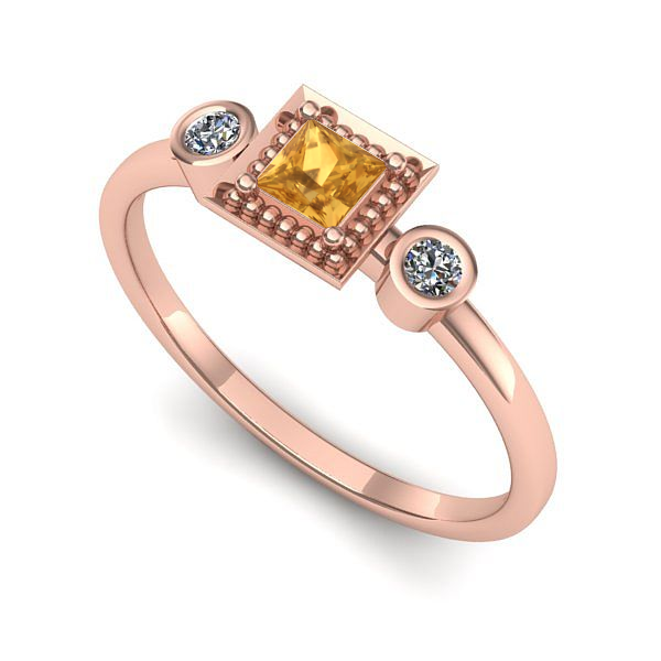 Inel de logodna din aur roz cu citrin