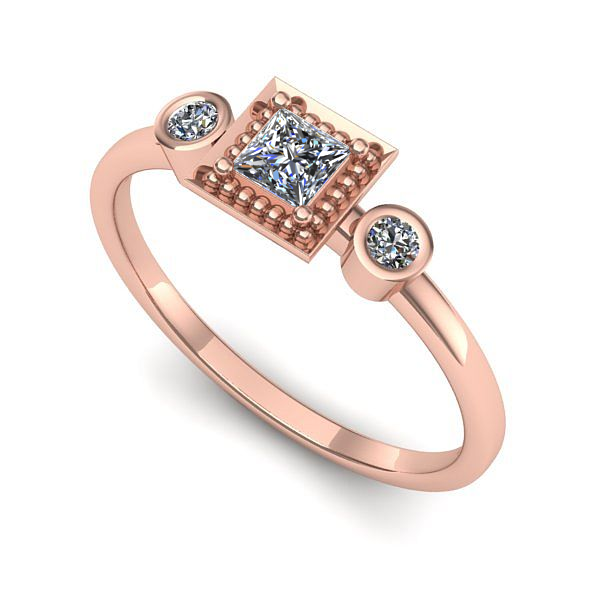 Inel de logodna din aur roz cu diamant