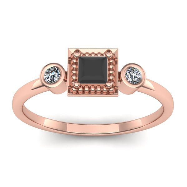 Inel cu diamant negru patrat