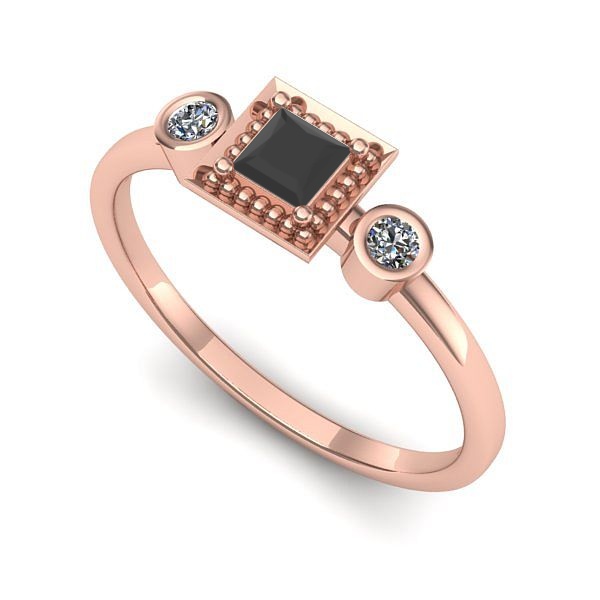 Inel din aur roz cu diamant negru