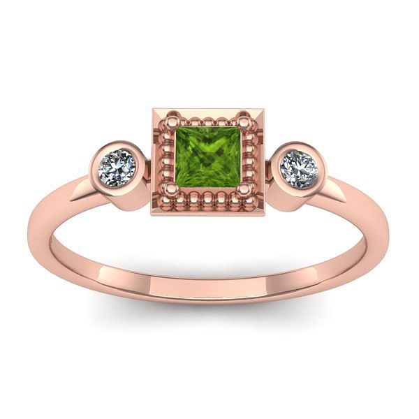 Inel cu peridot patrat