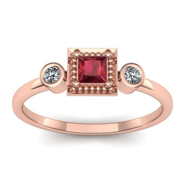 Inel logodna cu rubin patrat