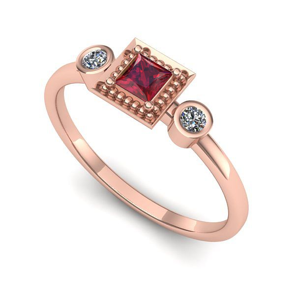 Inel de logodna din aur roz cu rubin