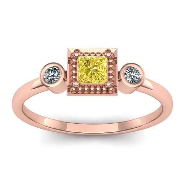 Inel logodna cu safir galben patrat