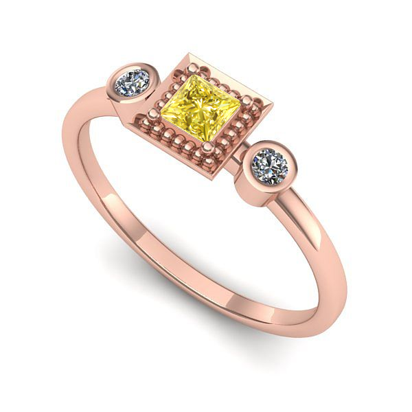 Inel din aur roz cu safir galben