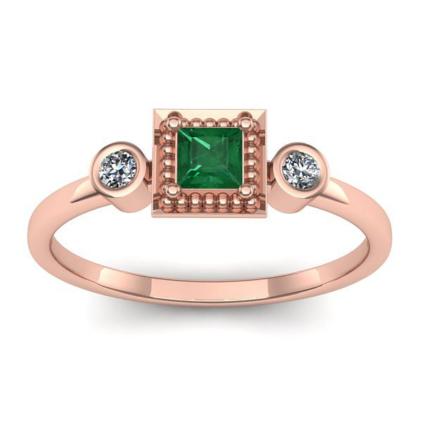 Inel de logodna cu smarald patrat