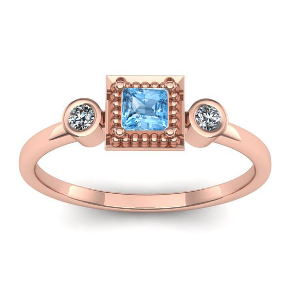 Inel cu topaz blue patrat